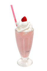 Milkshake with strawberry and cream isolated