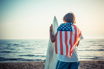American Boy with Surf Board