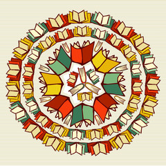 Education books back to school mandala.