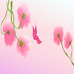 exotic butterfly on pink flower design