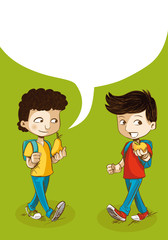 Back to school education kids with social bubble.