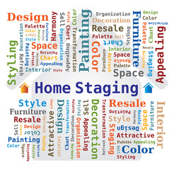 Obraz premium Nuage de Mots Home Staging en Anglais - Décoration d'Intérieur