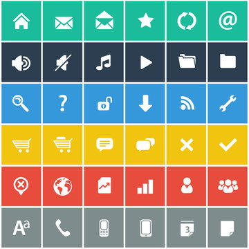 flat icons set - basic internet & mobile app icons
