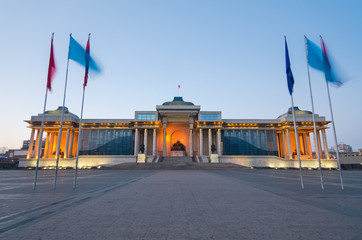 Ulan Bator / Ulaanbaatar, Mongolia: Parliament building, Suhbaat