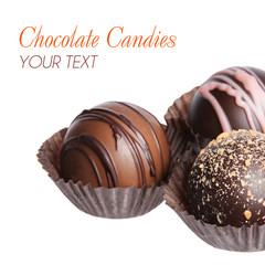 collection of delicious chocolate candies isolated