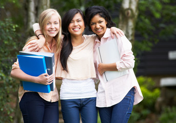 Fototapeta na wymiar Group Of Female Teenage Students Outdoors