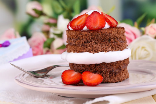 Chocolate cake with strawberry