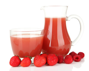 Delicious strawberry juice isolated on white