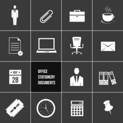 Vector Office Stationery and Documents Icons Set