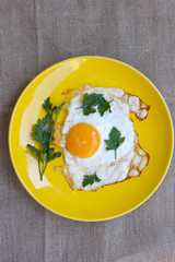 eggs in yellow plate