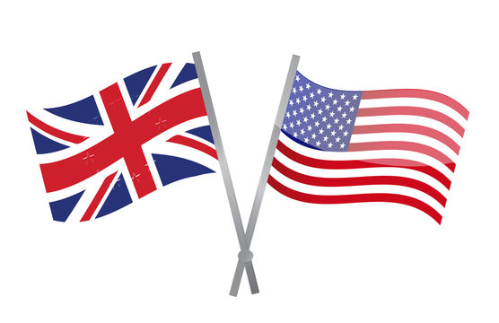 uk and usa flags join together. illustration