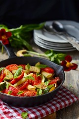 pasta with tomato and zucchini © zoryanchik