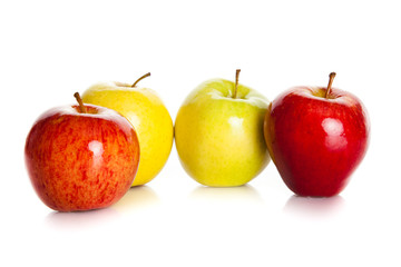 fresh colorful apples isolated on white background