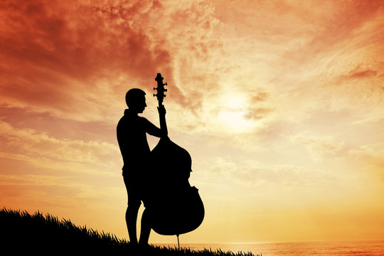 Musicist at sunset
