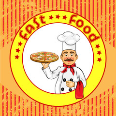 Chef with fast food product