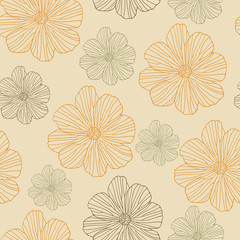 Seamless pattern with doodle  flowers