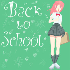 Schoolgirl is standing on a board