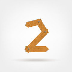Number two made from wooden boards for your design
