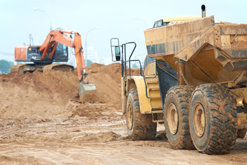 wheel loader excavator and tipper dumper