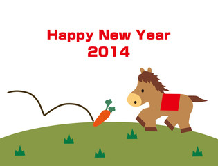 年賀状　午と人参