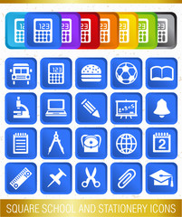 SQUARE SCHOOL AND STATIONERY ICONS
