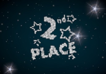 3d render of a glowing 2nd place symbol glittering on night sky