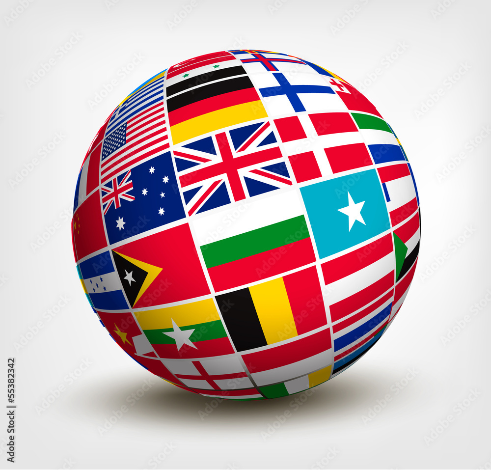Canvas Prints flags of the world in globe. vector illustration.