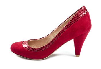 Red Suede Pumps Isolated on White