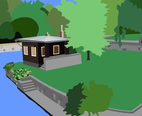 Abandoned house on the river