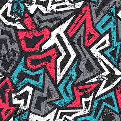 Naklejka premium kolorowe graffiti bezszwowe wzór z mocą grunge