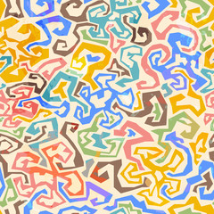 colored maze seamless pattern with grunge effect