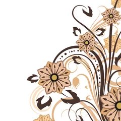 Stickers pour porte Fleurs abstraites Abstrait floral beige et marron