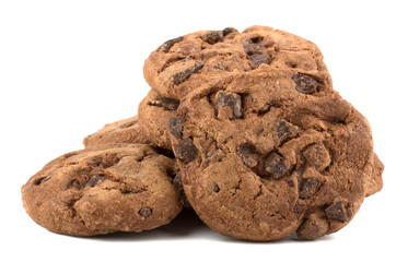 Chocolate chips cookies isolated on white background