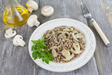 Buckwheat porridge with mushrooms