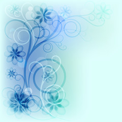 Fototapeta na wymiar Blue transparent flowers