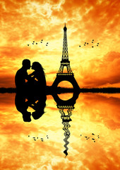 Love sunset in Paris