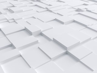 Perspective of abstract image of white cubes background