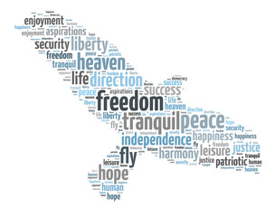 Fototapeta na wymiar Words illustration of a the concept of freedom