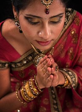  Close up Indian woman prayer