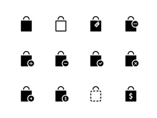 Shopping bag icons on white background.