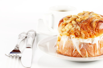 Delicious danish pastry with a cup of black coffee