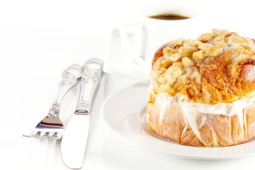 Delicious danish pastry with a cup of black coffee
