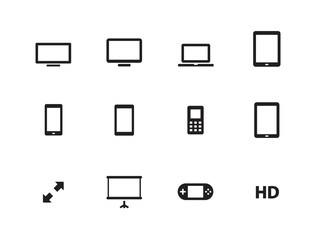 Screens icons on white background.