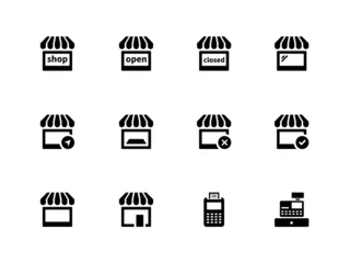 Deurstickers Shop icons on white background. © Vector Icons