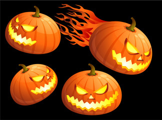 Hallooween pumpkin icon set. Vector.