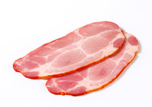 Slices of smoked pork neck