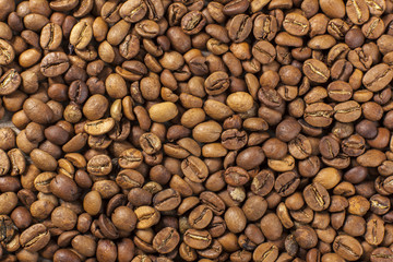 Brown coffee beans for background and texture