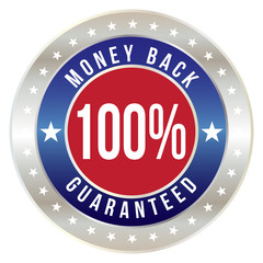 100 percent money back guaranteed badge, vector format