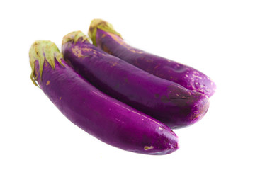 organic Fresh eggplants isolated on white