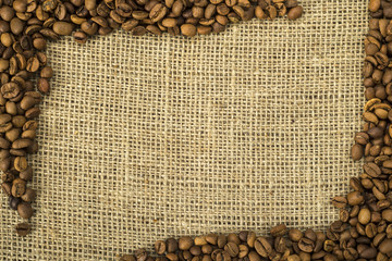 Frame of brown coffee beans